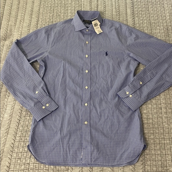 Polo Ralph Lauren Men's Blue Plaid Dress Shirt - Picture 3 of 7